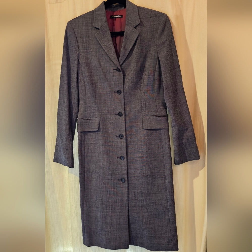 Elegant Blue Stretch Weave Women's Coat Dress